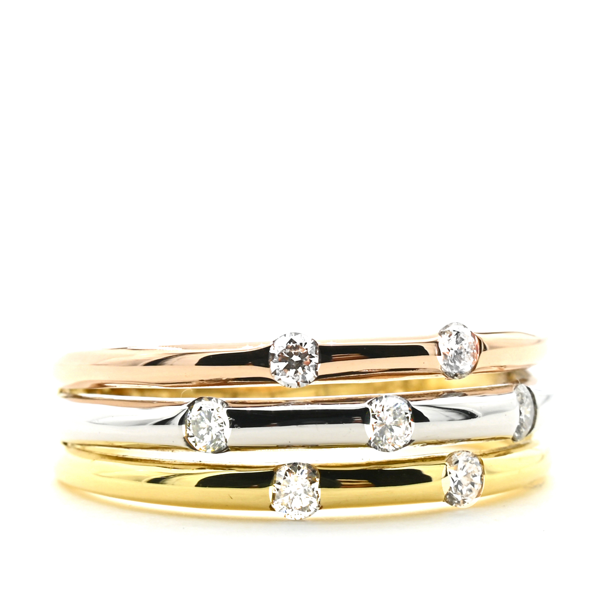 K18/PT　スリーカラーダイヤリング0.20CT　R3980DI-C 188-048