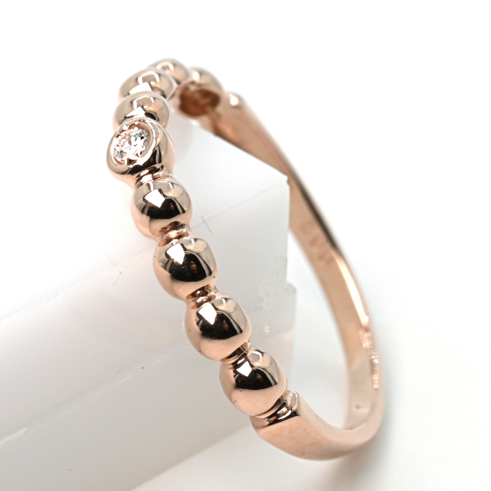 K18PG 　鏡面丸玉デザインダイヤモンドリング　0.02CT　R3967DI-R 188-050