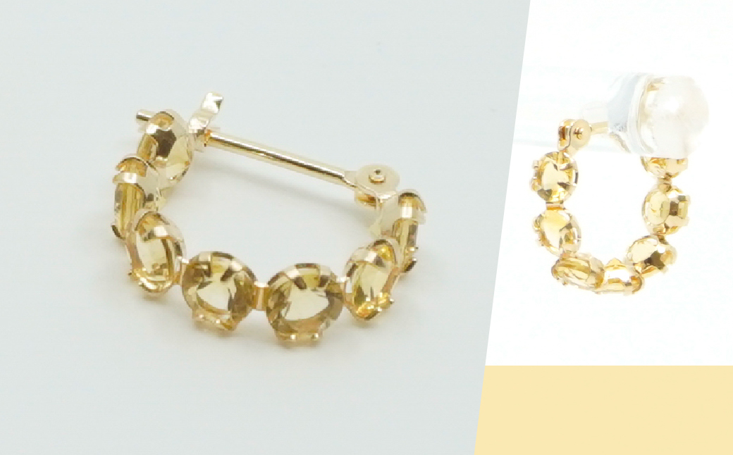 K18イエローゴールド　シトリン　フープピアス 管理番号686517 218-106-CITR|K18 ピアス フープピアス シトリンK18 ピアス フープピアス シトリンK18 ピアス フープピアス シトリンK18 ピアス フープピアス シトリンK18 ピアス フープピアス シトリン|