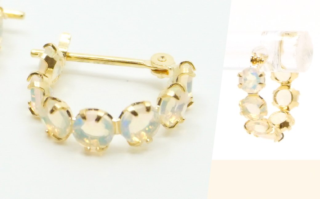 K18イエローゴールド　オパール　フープピアス 管理番号686516 218-106-OPAL|K18 ピアス フープピアス オパールK18 ピアス フープピアス オパールK18 ピアス フープピアス オパールK18 ピアス フープピアス オパールK18 ピアス フープピアス オパール|