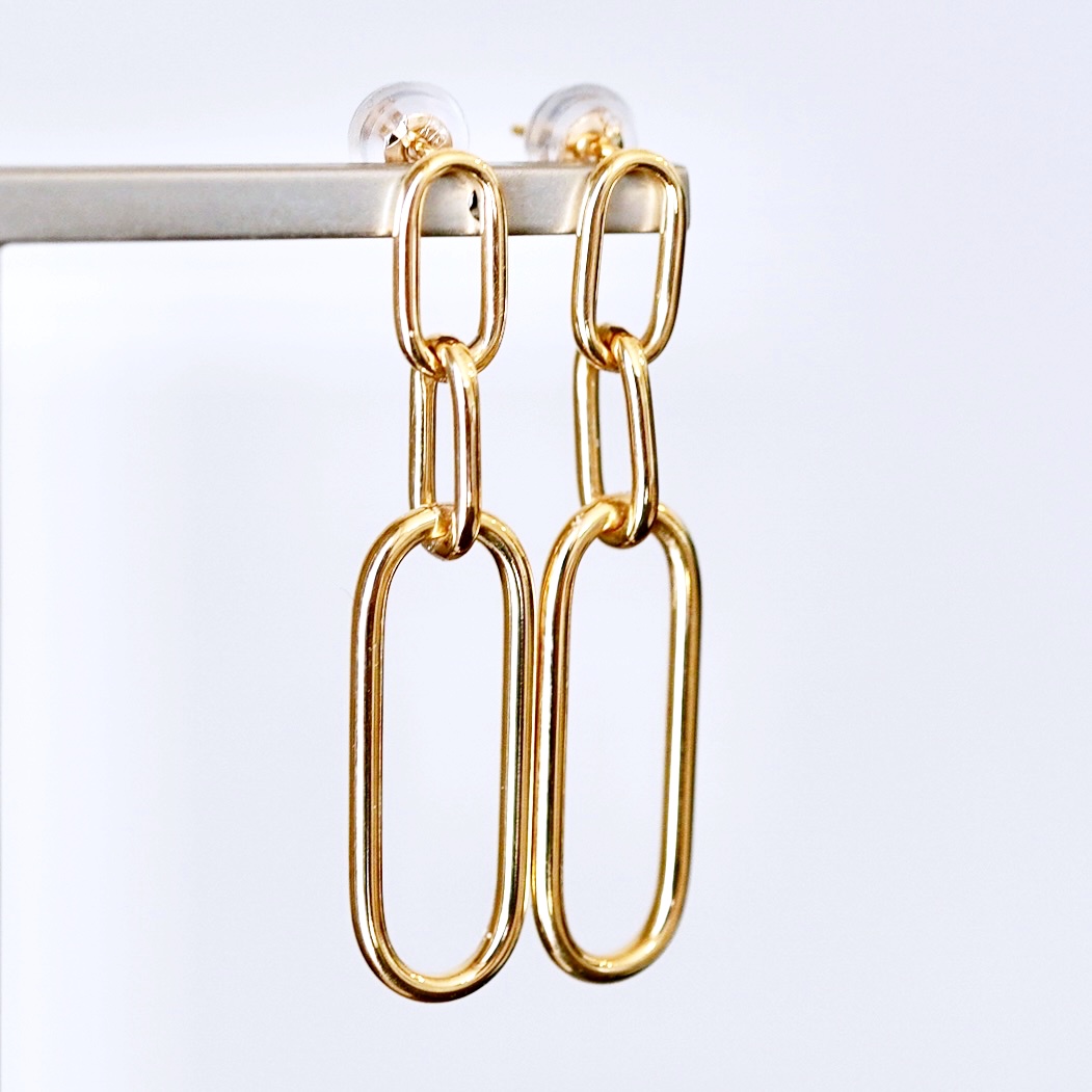 【ジュエリー】K10イエローゴールド 地金 おしゃれ チェーンモチーフ ピアス 保証書付 SGL-22636　242-015