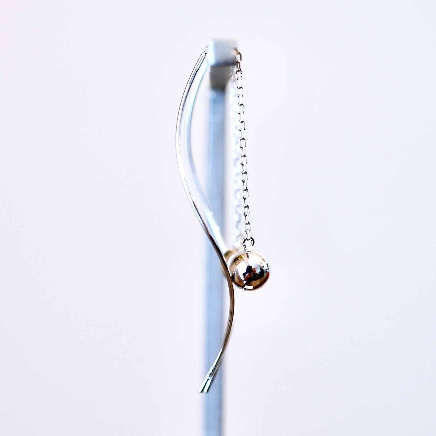 【ジュエリー】K10WG ホワイトゴールド 丸 ロング チェーン ピアス 保証書付 SMK-5219丸 242-019-b