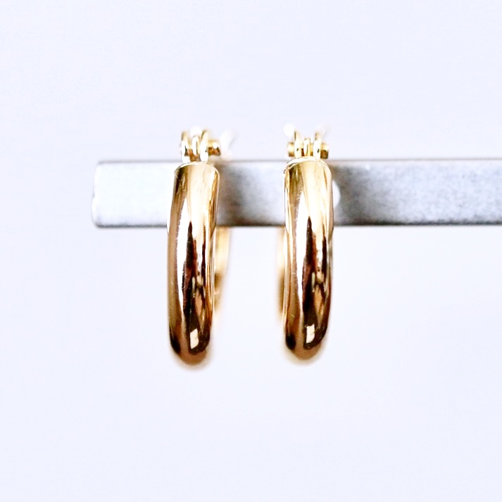 K18(18金) イエローゴールド 地金 フープ ピアス (直径10mm)シンプル 保証書付 SMK-2x10 242-020-a