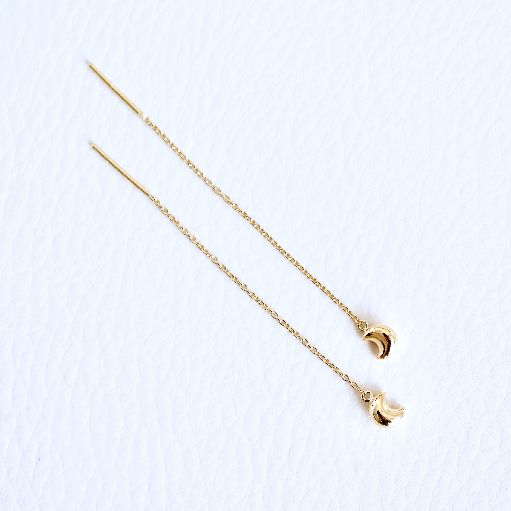 K18(18金) イエローゴールド 地金　月 三日月 ムーン チェーン ピアス 保証書付 SMK-5251 242-023-b