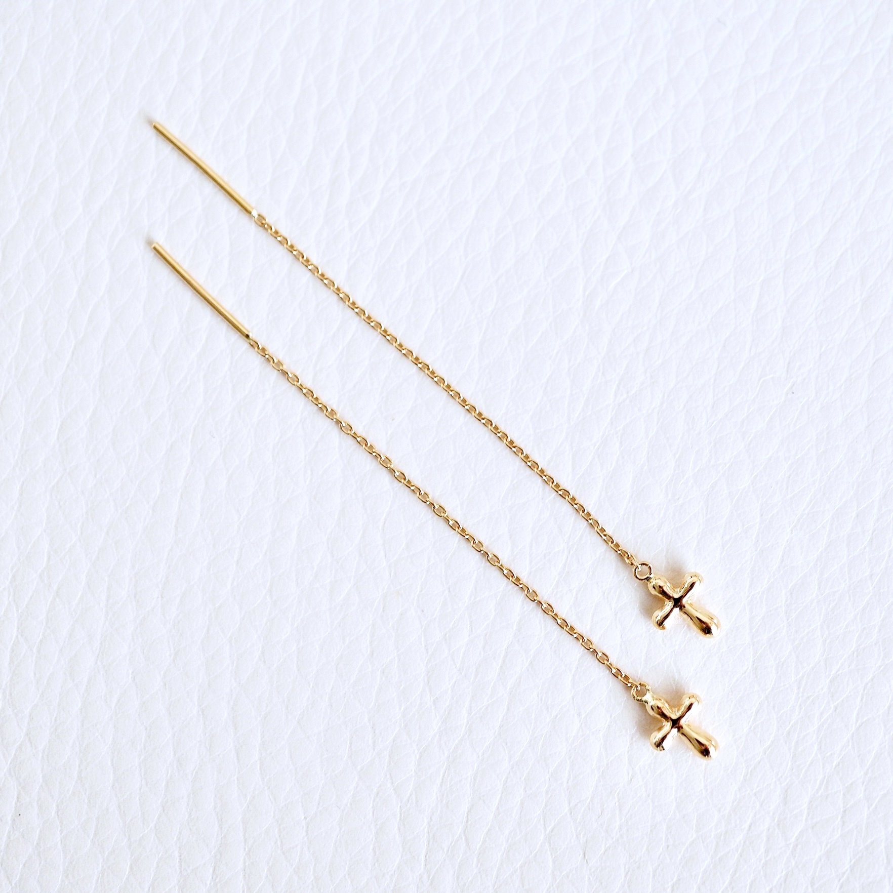 K18(18金) イエローゴールド 地金　クロス 十字架 チェーン ピアス 保証書付 SMK-5252 242-023-c