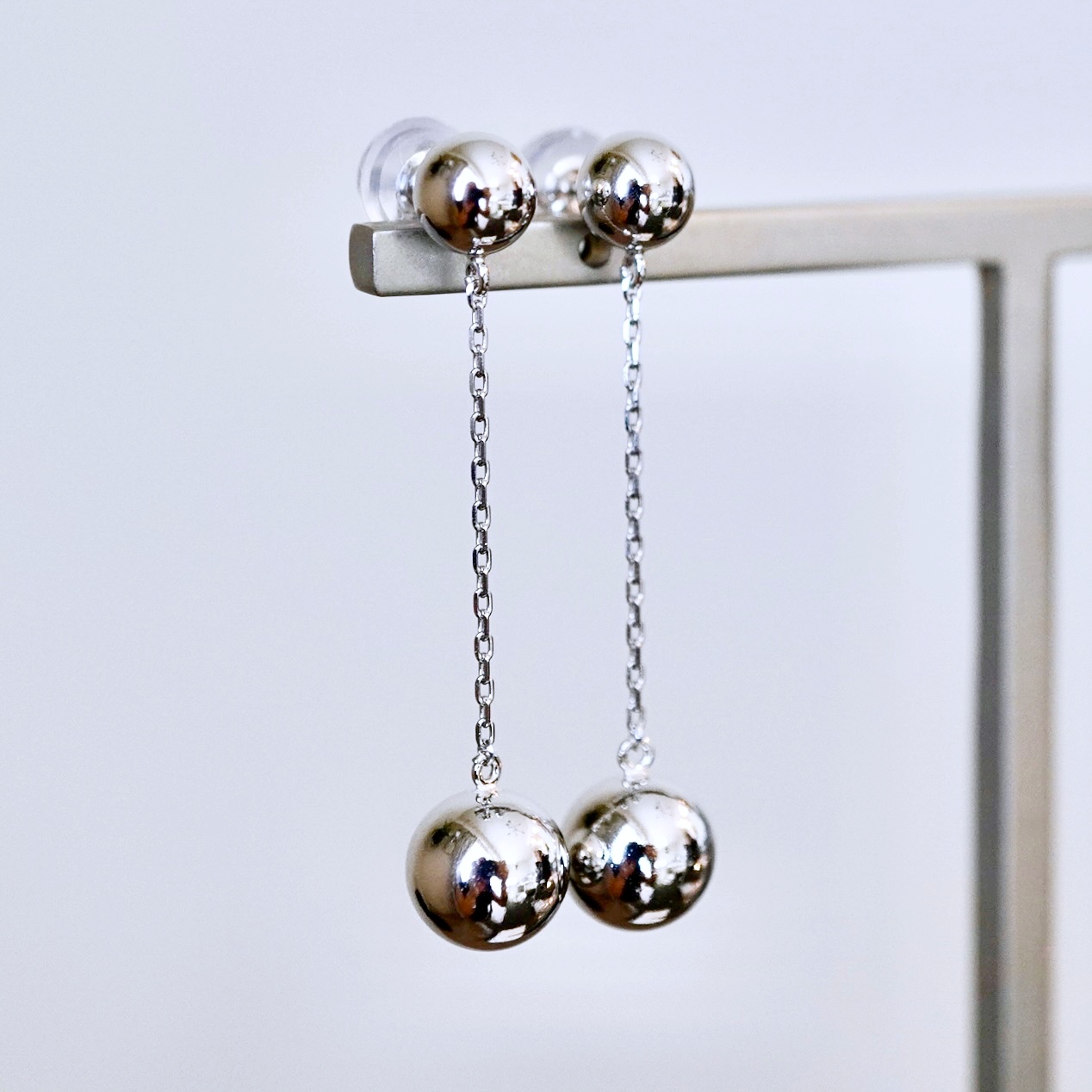 Pt900 プラチナ 地金 ボール チェーン ピアス  保証書付 M912-1 242-025-a