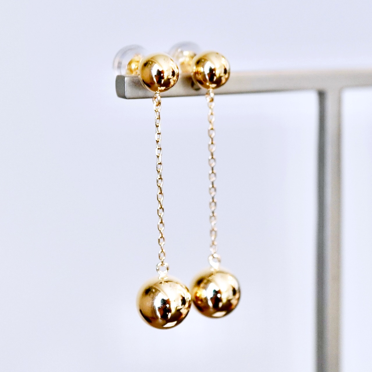 K18(18金) イエローゴールド 地金 ボール チェーン ピアス  保証書付 M912-1 242-025-b