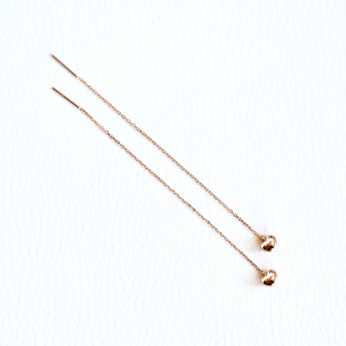 K18PG(18金) ローズゴールド 地金 ハート チェーン ピアス シンプル  保証書付 KO-0066 242-026-c