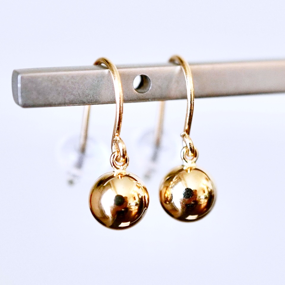 K18(18金) イエローゴールド 地金 ボール  ピアス フックタイプ シンプル  保証書付 KO-0068 242-029-a