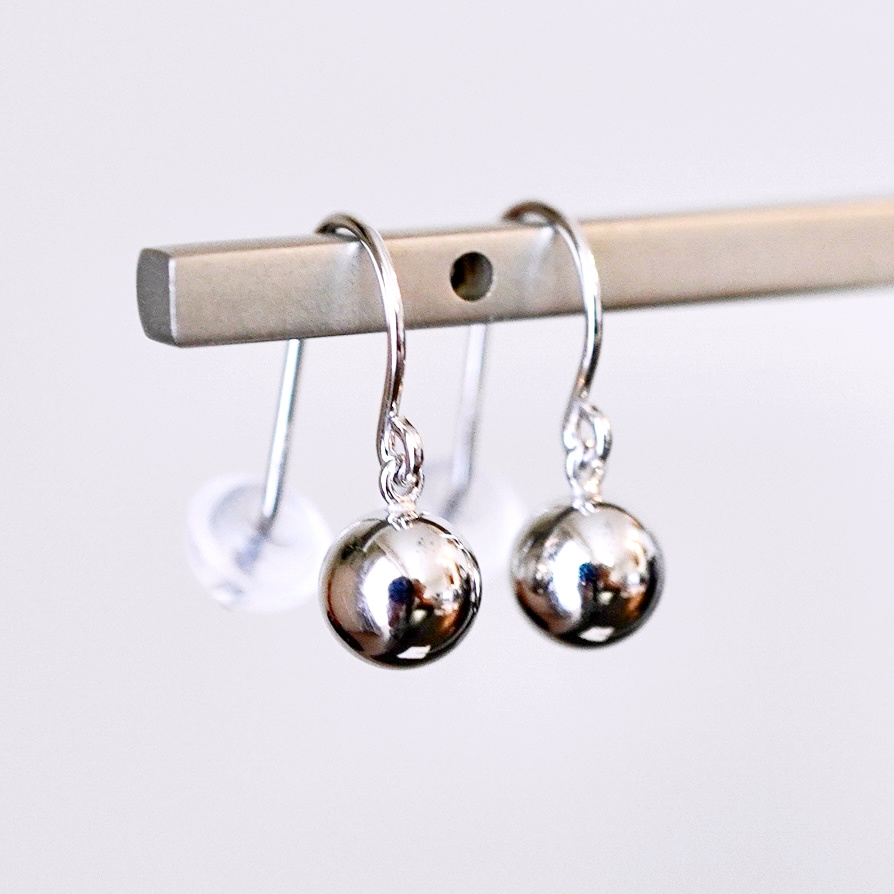 K18WG(18金) ホワイトゴールド 地金 ボール  ピアス フックタイプ シンプル  保証書付 KO-0068 242-029-b