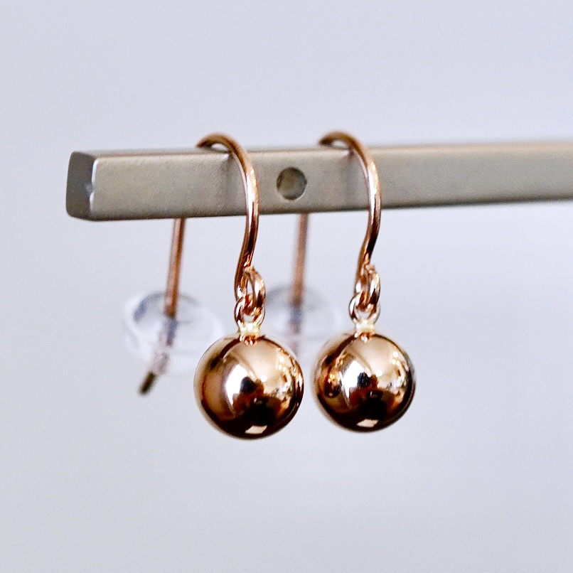 K18PG(18金) ローズゴールド 地金 ボール  ピアス フックタイプ シンプル  保証書付 KO-0068 242-029-c