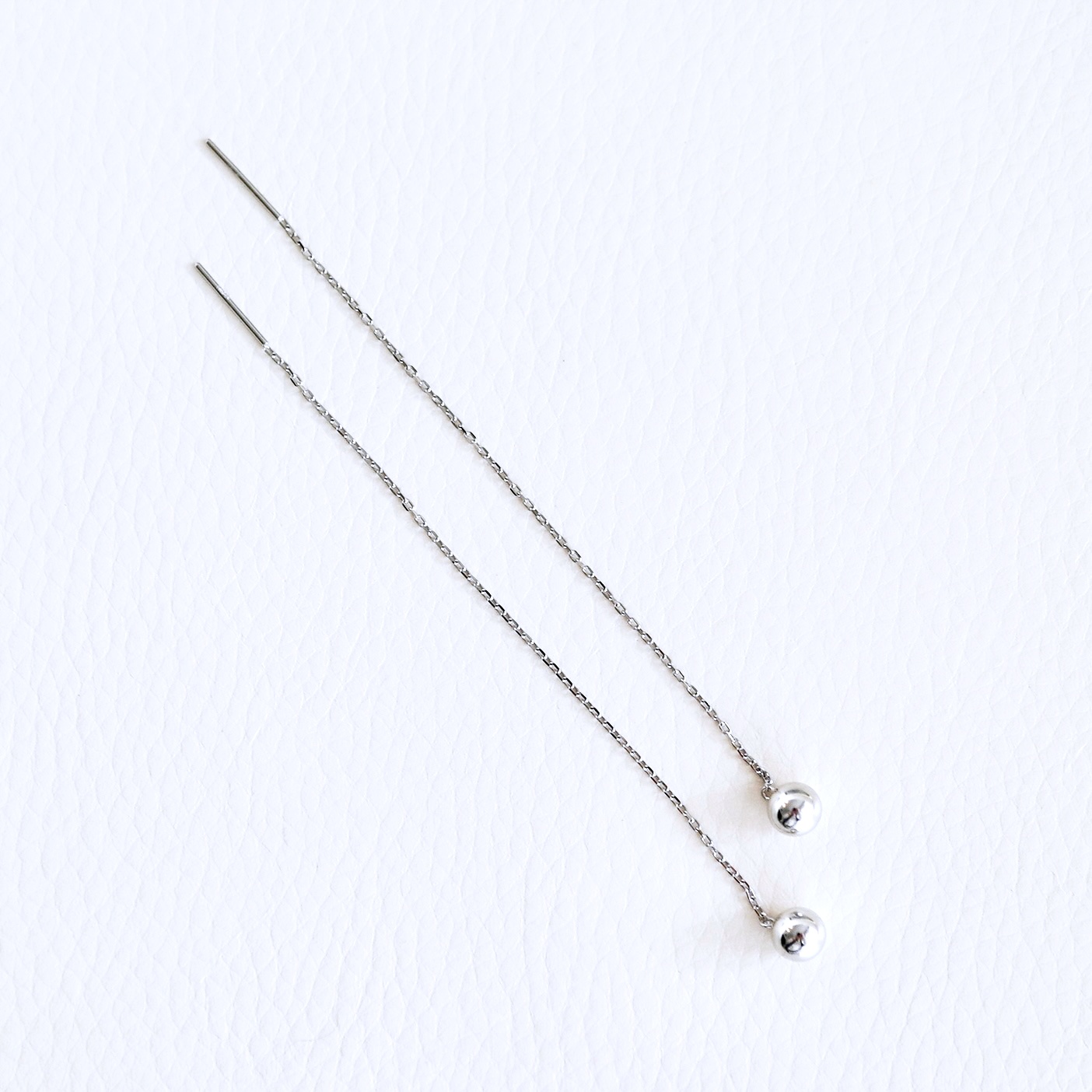 K18WG(18金) ホワイトゴールド 地金 ボール チェーン ピアス シンプル  保証書付 KO-0073 242-033-b