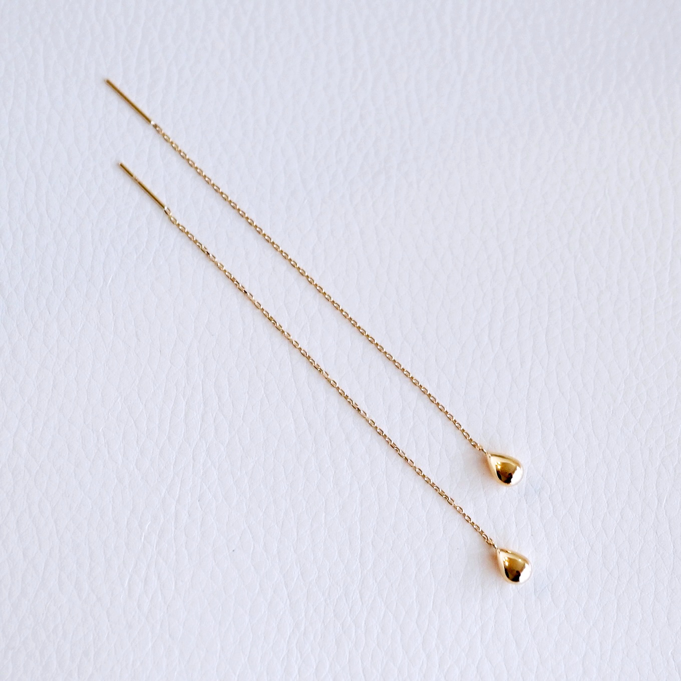 K18(18金) イエローゴールド 地金 雫 チェーン ピアス シンプル ツユ ティアドロップ 保証書付 KO-0070 242-034-a