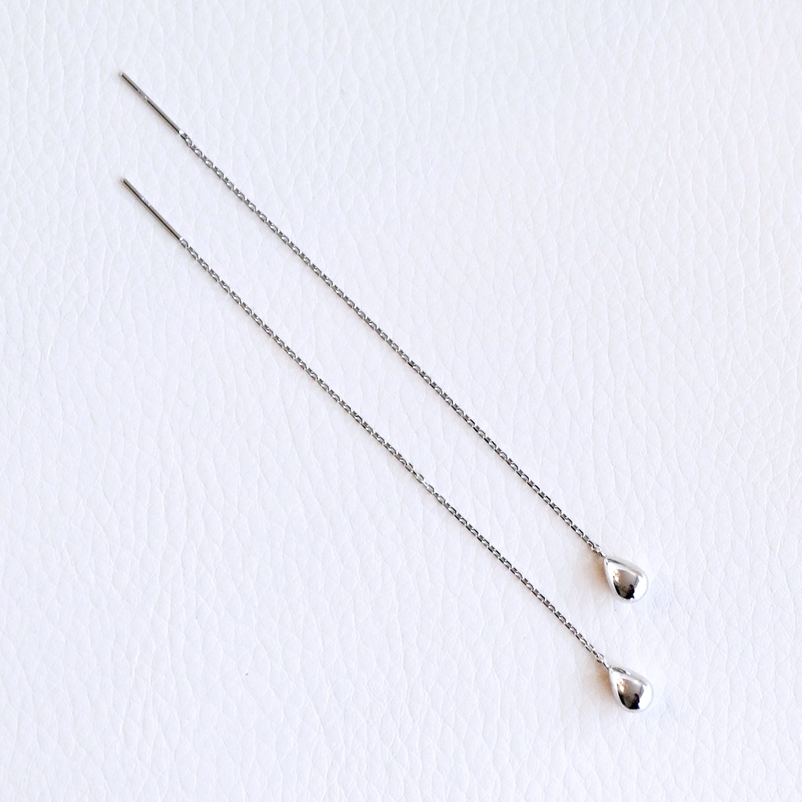 K18WG(18金) ホワイトゴールド 地金 雫 チェーン ピアス シンプル ツユ ティアドロップ 保証書付 KO-0070 242-034-b