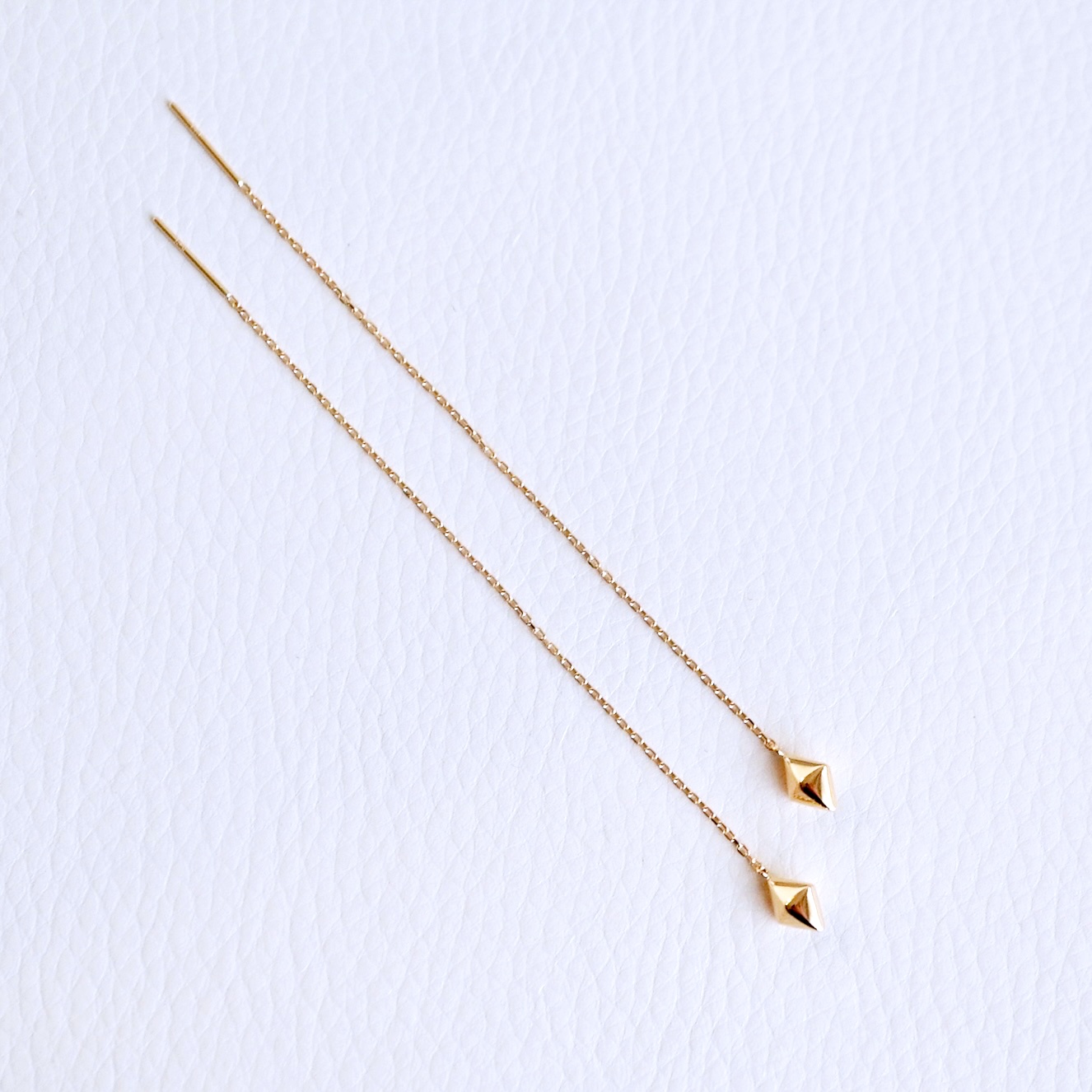 K18(18金) イエローゴールド 地金 菱形 チェーン ピアス シンプル  保証書付 KO-0071 242-035-a