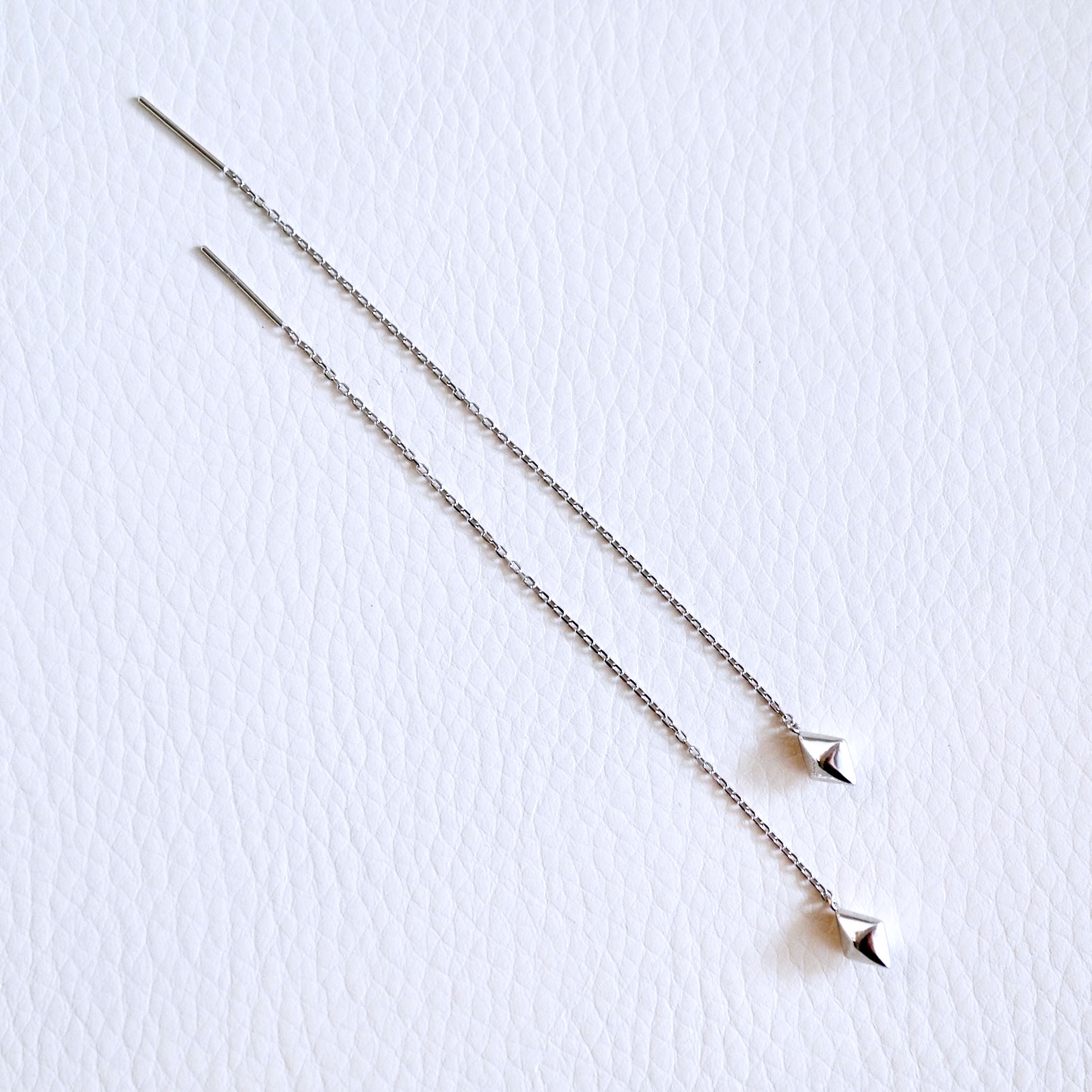 K18WG(18金) ホワイトゴールド 地金 菱形 チェーン ピアス シンプル  保証書付 KO-0071 242-035-b