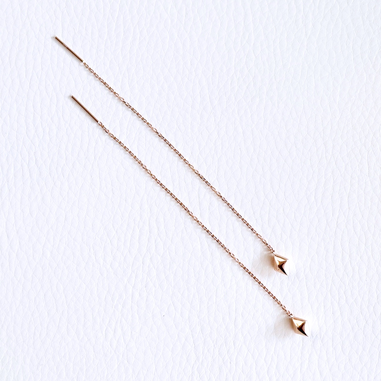 K18PG(18金) ローズゴールド 地金 菱形 チェーン ピアス シンプル  保証書付 KO-0071 242-035-c