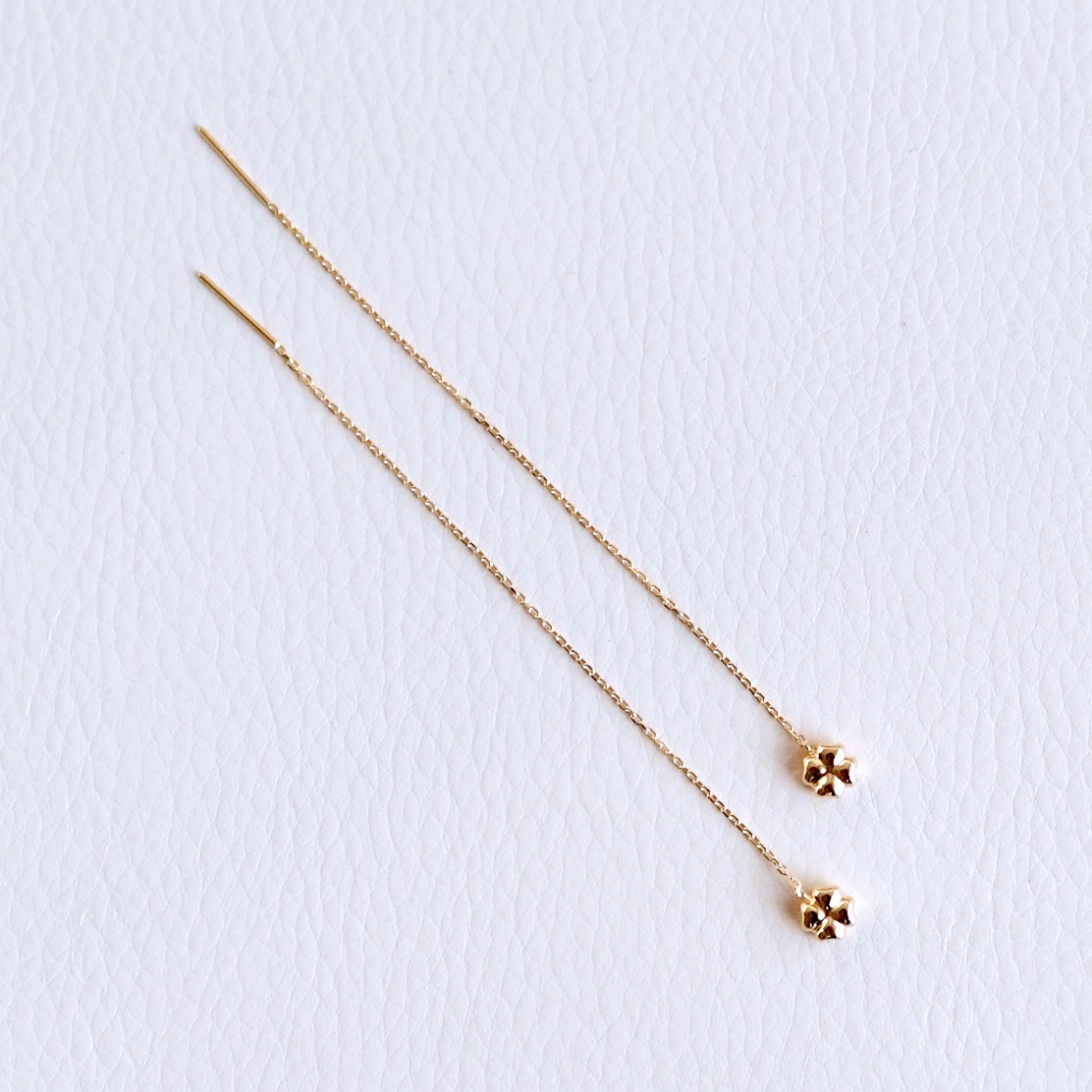 K18(18金) イエローゴールド 地金 クローバー チェーン ピアス シンプル 幸運 希望 幸福 愛情 健康 保証書付 KO-0072 242-036-a