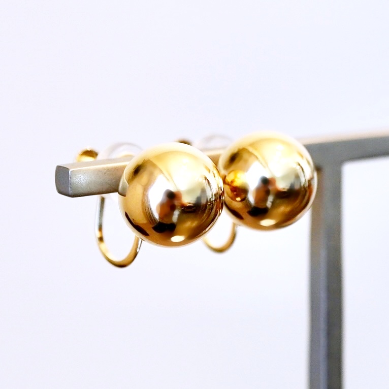 K18(18金) イエローゴールド ボール イヤリング 地金 中空 (直径10mm) 保証書付 KO-0075 242-037