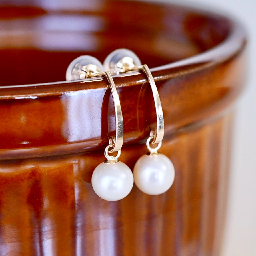 K10YG(10金) イエローゴールド 揺れる パール ピアス (5mm)  保証書付 SR-2222-1 242-042