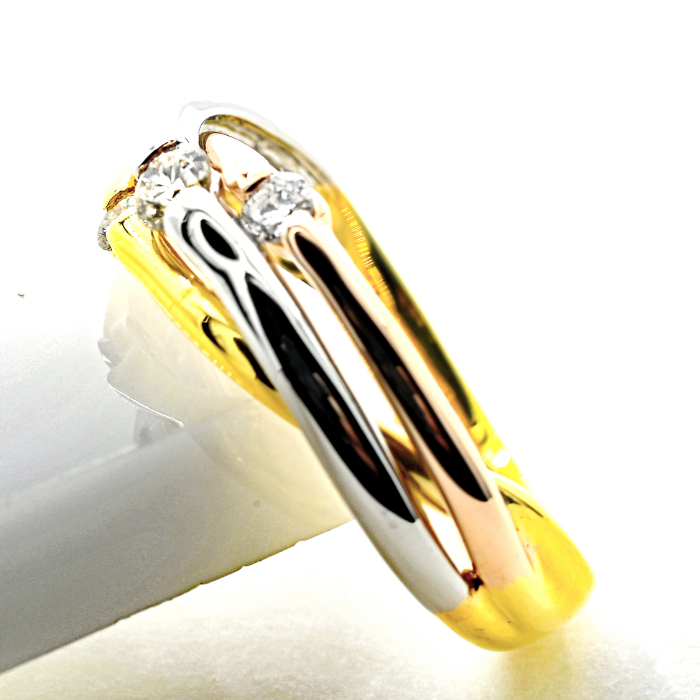 K18/PT　スリーカラーダイヤリング0.20CT　R3979DI-C 188-046