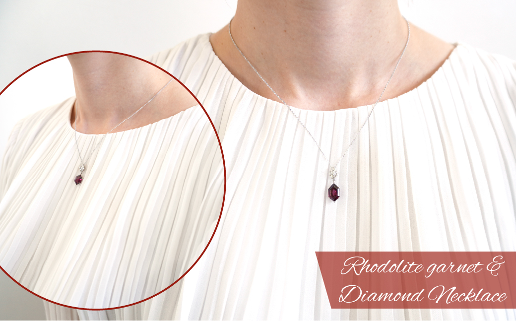 K18ホワイトゴールド　ロードライトガーネット　ダイヤ0.18ｃｔ　ネックレス（1点のみ）　管理番号280249 218-085|K18 ホワイトゴールド ダイヤ ネックレス ガーネットK18 ホワイトゴールド ダイヤ ネックレス ガーネットK18 ホワイトゴールド ダイヤ ネックレス ガーネットK18 ホワイトゴールド ダイヤ ネックレス ガーネットK18 ホワイトゴールド ダイヤ ネックレス ガーネット|
