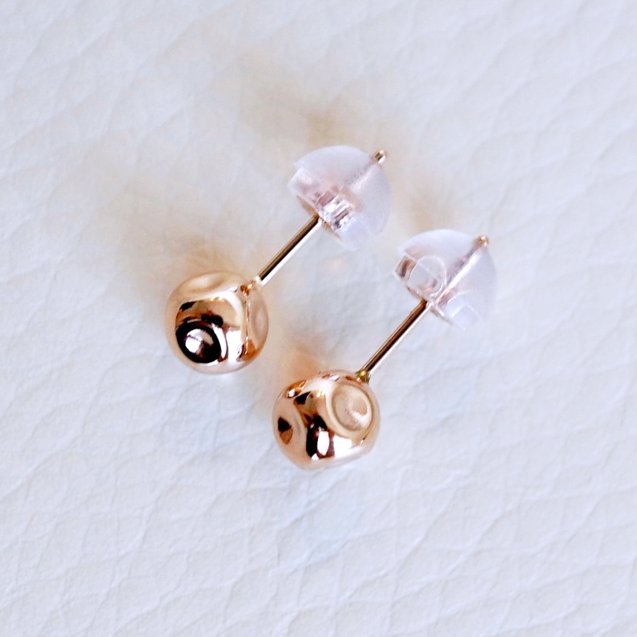 K18PG(18金) ローズゴールド 地金 サイコロ ピアス シンプル 縁起物 保証書付 KO-0065 242-022-c