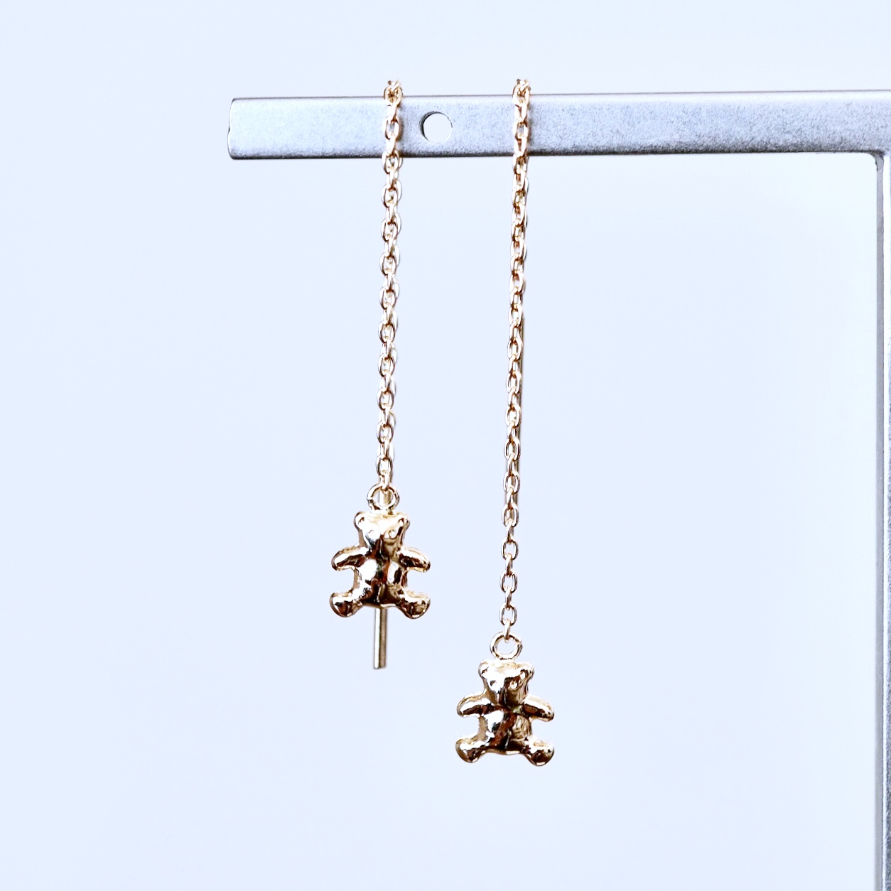 K18(18金) イエローゴールド 地金　クマ ベアー チェーン ピアス 保証書付 SMK-5250 242-023-a