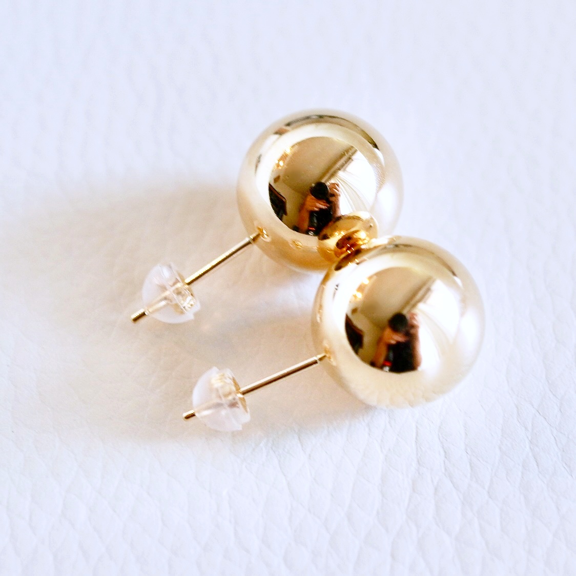 K18(18金) イエローゴールド ボール ピアス 地金 中空 (直径14mm) 保証書付 KO-0064 242-024