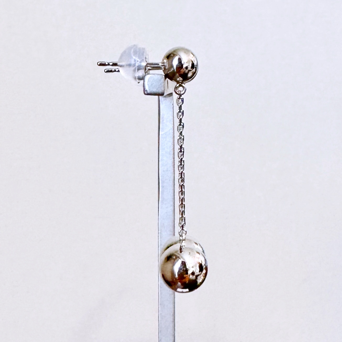 Pt900 プラチナ 地金 ボール チェーン ピアス  保証書付 M912-1 242-025-a