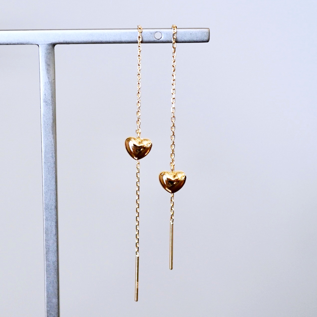 K18(18金) イエローゴールド 地金 ハート チェーン ピアス シンプル  保証書付 KO-0066 242-026-a