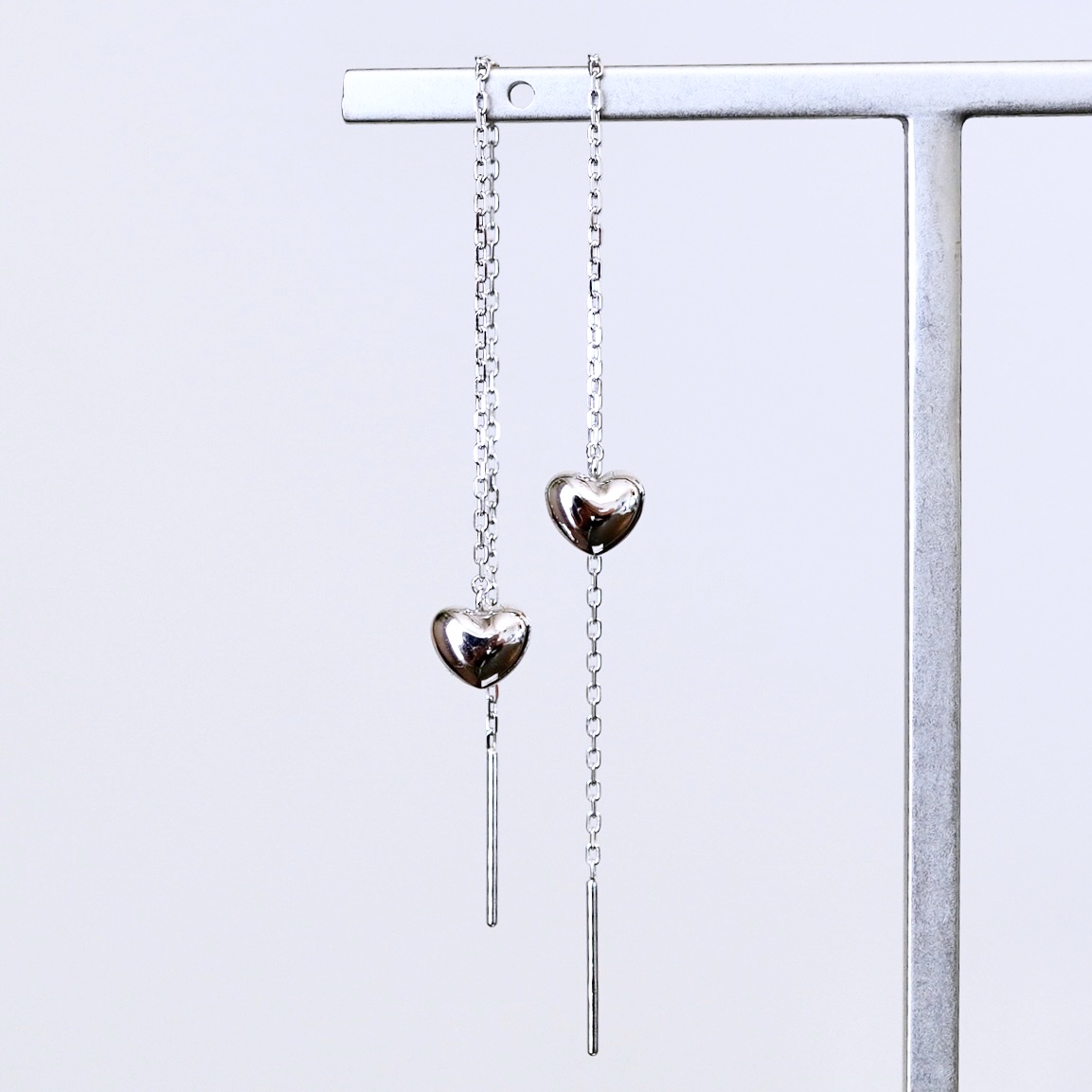 K18WG(18金) ホワイトゴールド 地金 ハート チェーン ピアス シンプル  保証書付 KO-0066 242-026-b