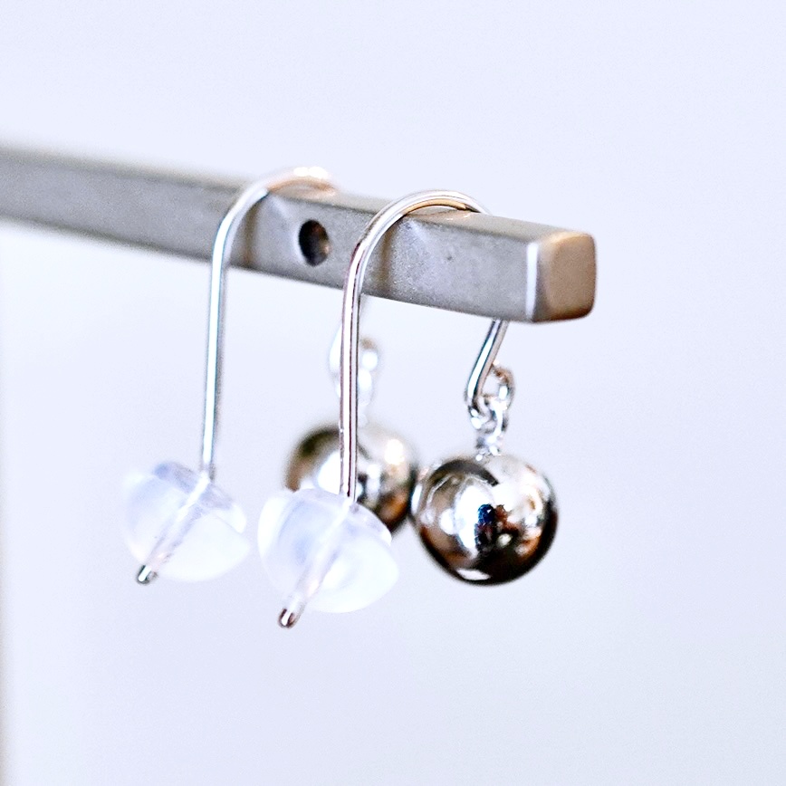 K18WG(18金) ホワイトゴールド 地金 ボール  ピアス フックタイプ シンプル  保証書付 KO-0068 242-029-b