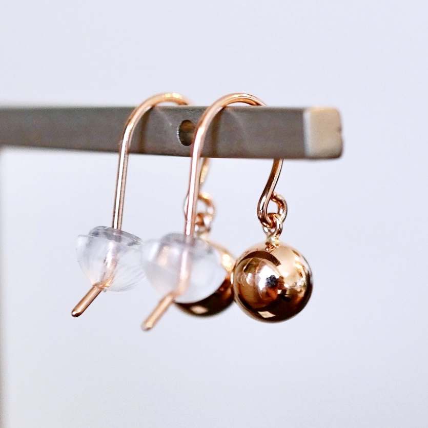 K18PG(18金) ローズゴールド 地金 ボール  ピアス フックタイプ シンプル  保証書付 KO-0068 242-029-c