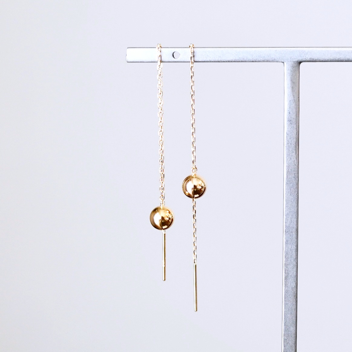 K18(18金) イエローゴールド 地金 ボール チェーン ピアス シンプル  保証書付 KO-0073 242-033-a