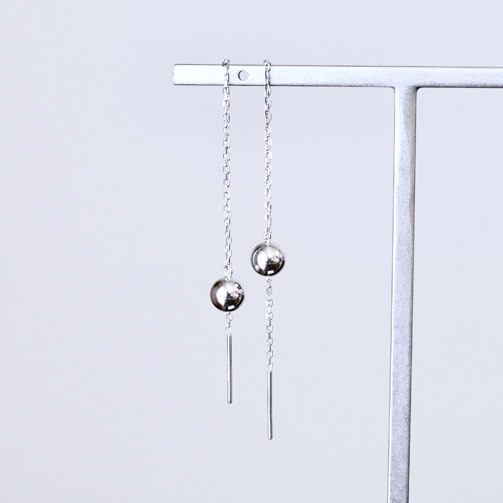 K18WG(18金) ホワイトゴールド 地金 ボール チェーン ピアス シンプル  保証書付 KO-0073 242-033-b