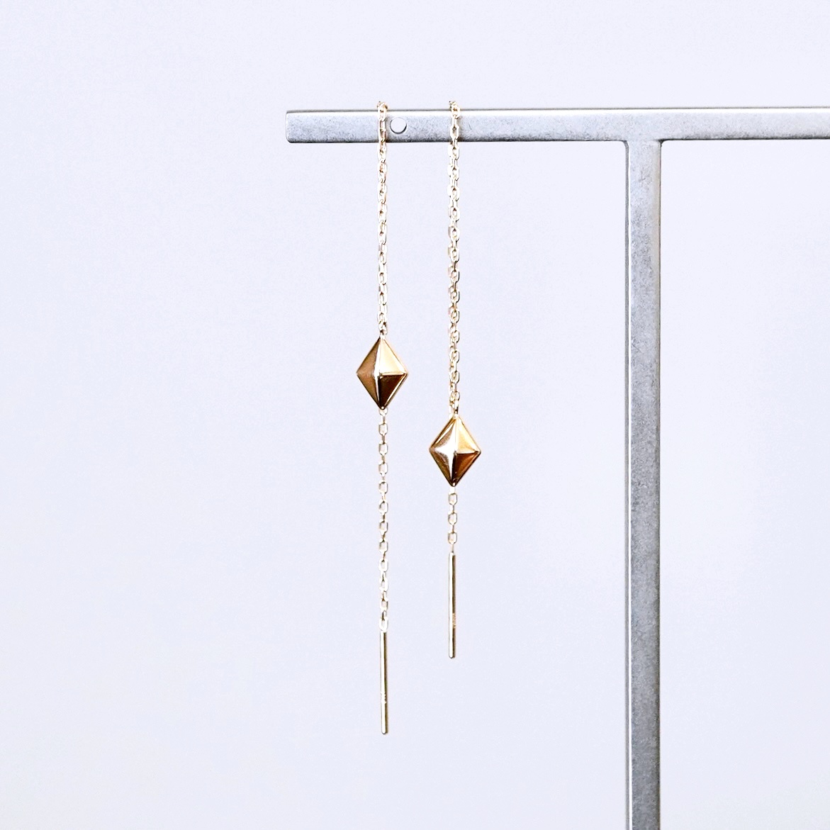 K18(18金) イエローゴールド 地金 菱形 チェーン ピアス シンプル  保証書付 KO-0071 242-035-a