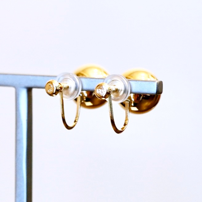 K18(18金) イエローゴールド ボール イヤリング 地金 中空 (直径10mm) 保証書付 KO-0075 242-037