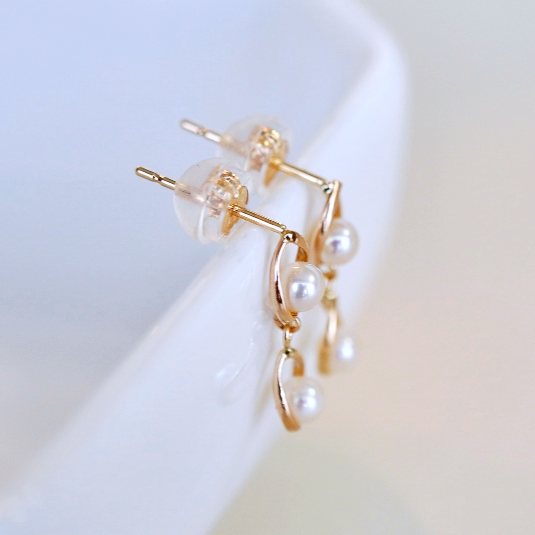 K10YG(10金) イエローゴールド 揺れる ベビーパール ピアス (5mm)  保証書付 2126 242-041