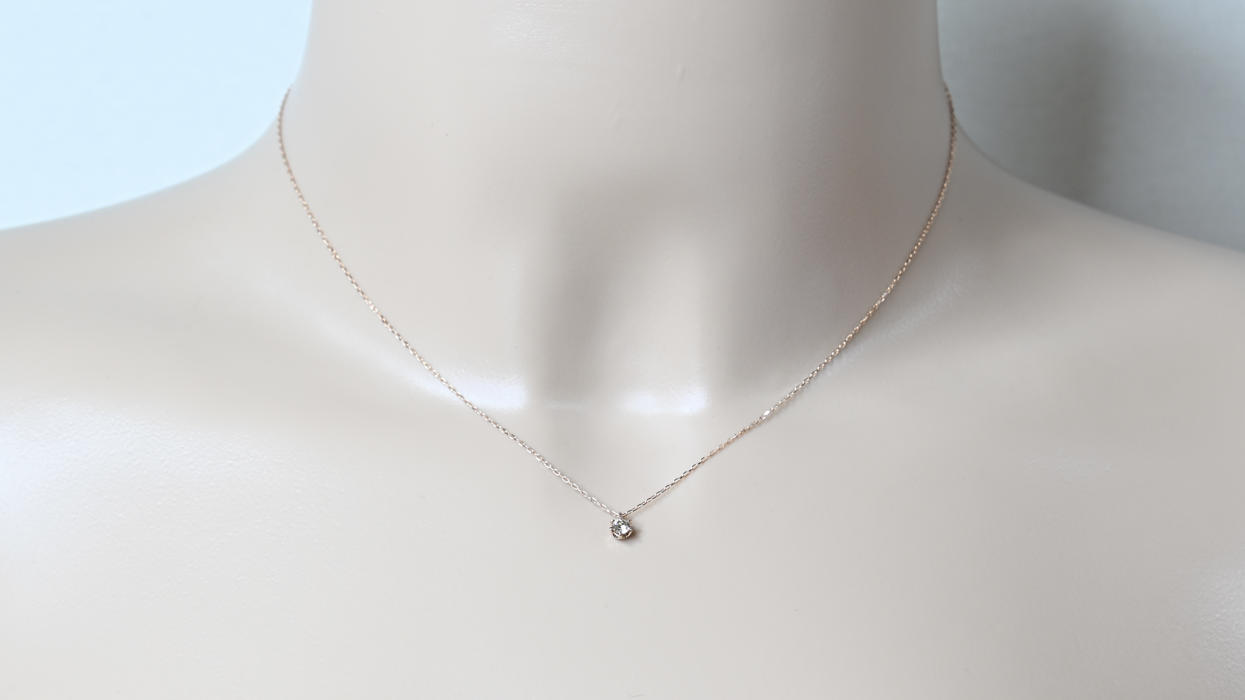 K18ピンクゴールド　天然ダイヤモンド0.10ｃｔ　爪留めネックレス FNP-3 250-003