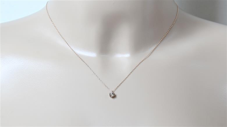 K18ピンクゴールド　天然ダイヤモンド0.30ｃｔ　爪留めネックレス FNP-6 250-006