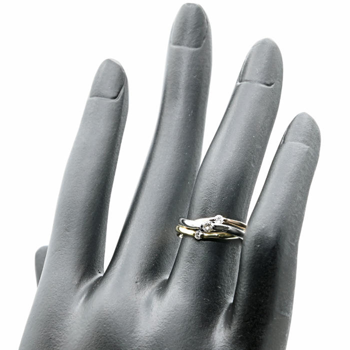 K18/PT　スリーカラーダイヤリング0.20CT　R3979DI-C 188-046