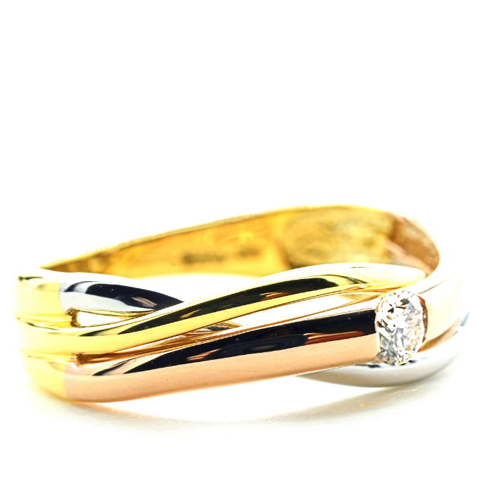 K18/PT　スリーカラーダイヤリング0.10CT　R3983DI-C 188-047