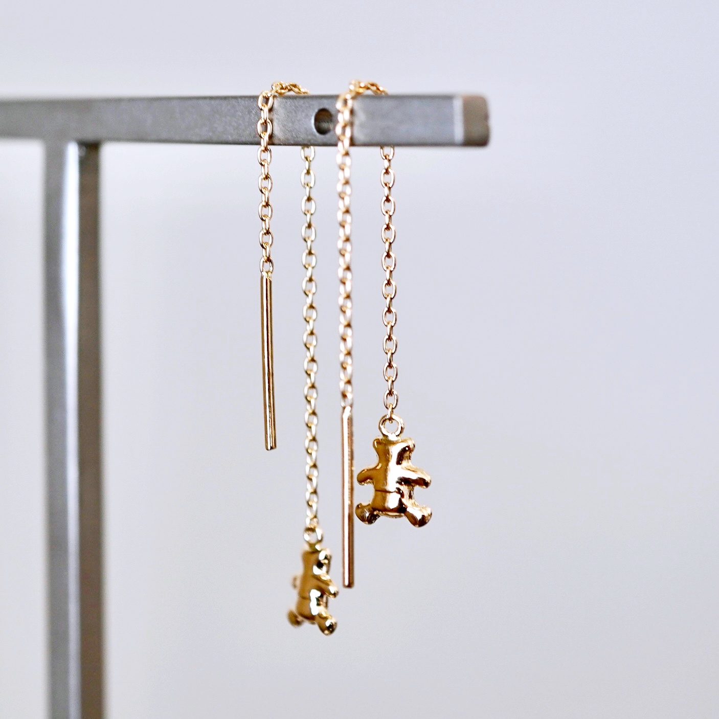 K18(18金) イエローゴールド 地金　クマ ベアー チェーン ピアス 保証書付 SMK-5250 242-023-a