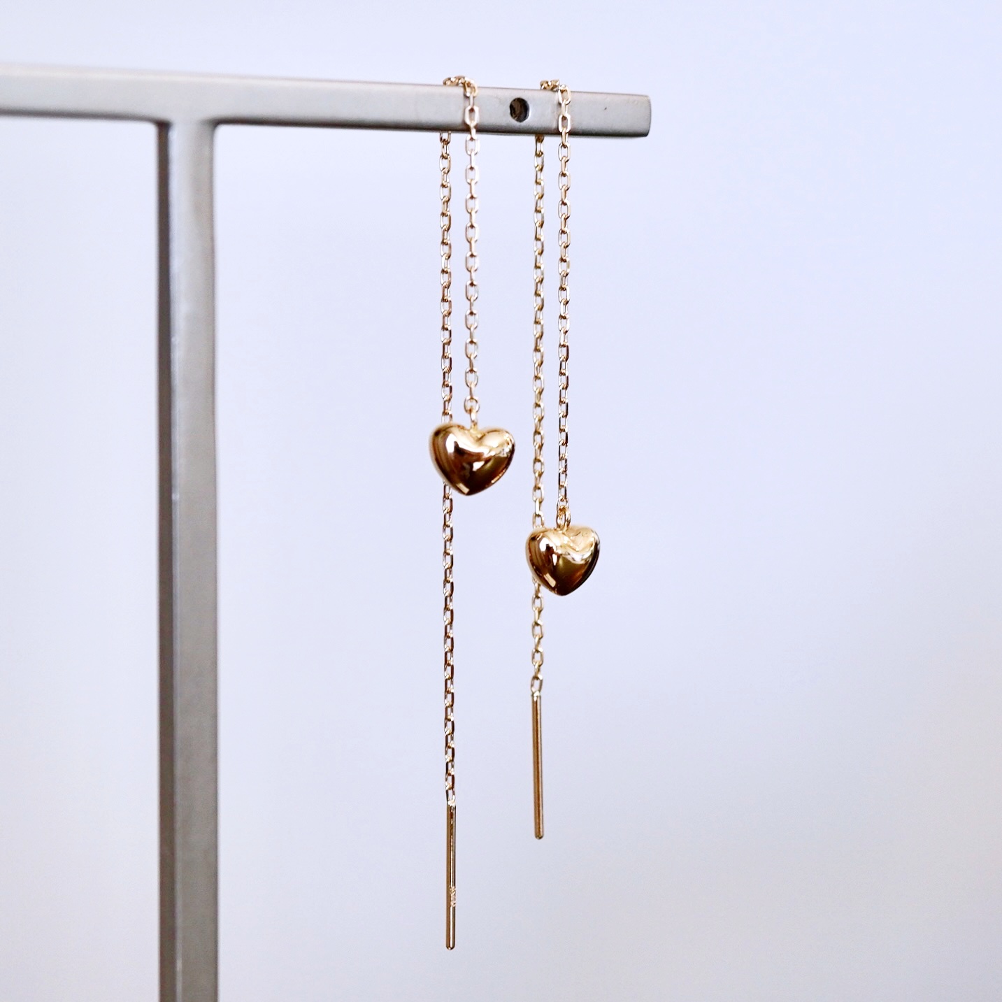 K18(18金) イエローゴールド 地金 ハート チェーン ピアス シンプル  保証書付 KO-0066 242-026-a