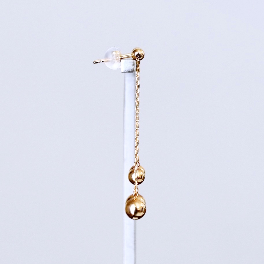 K18(18金) イエローゴールド おしゃれ 長さ調節 技あり ボール チェーン ピアス 地金  (直径3mm4mm 5mm) 保証書付 M1237-1 242-032