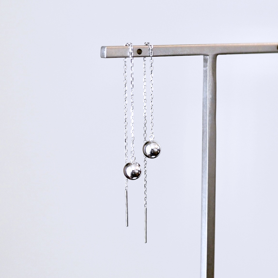 K18WG(18金) ホワイトゴールド 地金 ボール チェーン ピアス シンプル  保証書付 KO-0073 242-033-b