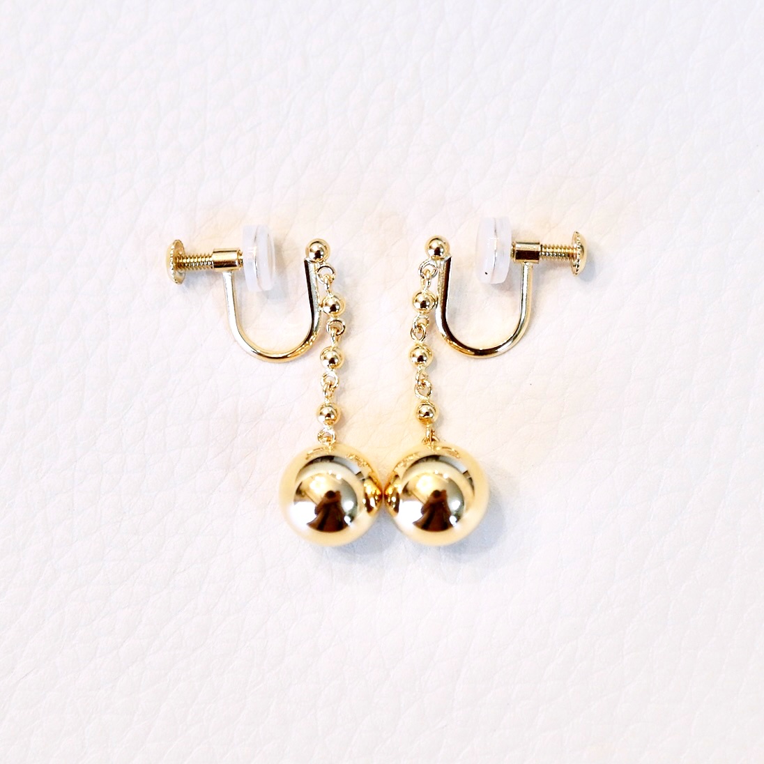 K18(18金) イエローゴールド ボール チェーン イヤリング 地金 中空(直径8mm)  保証書付 M1059ER 242-045