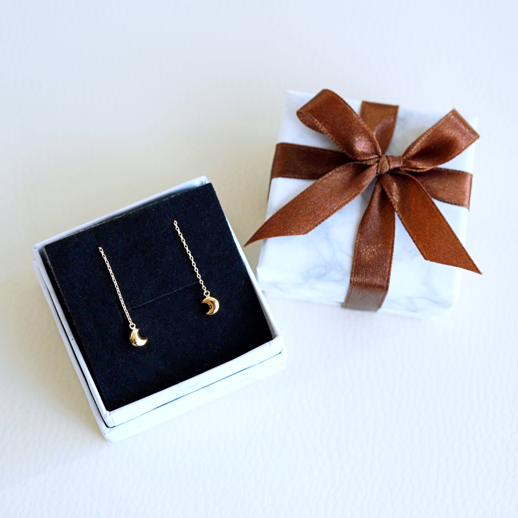 K18(18金) イエローゴールド 地金　月 三日月 ムーン チェーン ピアス 保証書付 SMK-5251 242-023-b