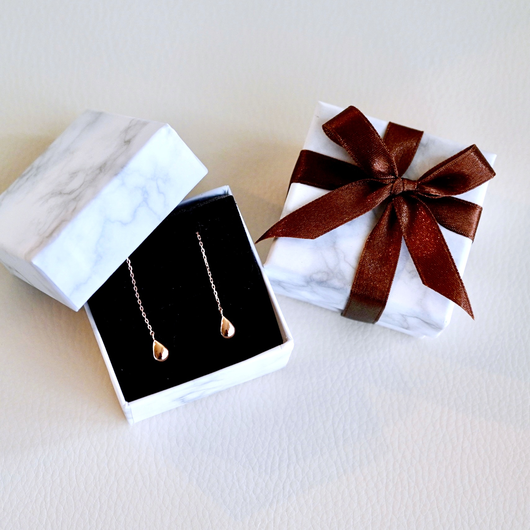 K18PG(18金) ローズゴールド 地金 雫 チェーン ピアス シンプル ツユ ティアドロップ 保証書付 KO-0070 242-034-c